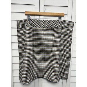 Talbots Houndstooth Wool Blend Lined Skirt Size 20W Gray, Beige, White & Black